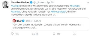 Lindner Soforthilfe Wettbewerbsverzerrung Google Ads